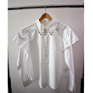 WHITE STUDDED CASUAL SHIRT